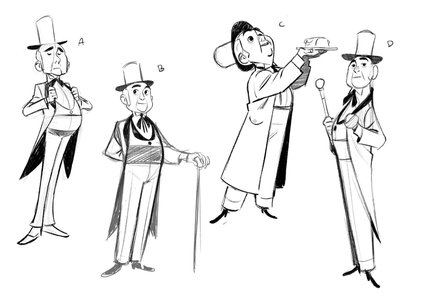 2D pencil concepts of Mr Sainsbury